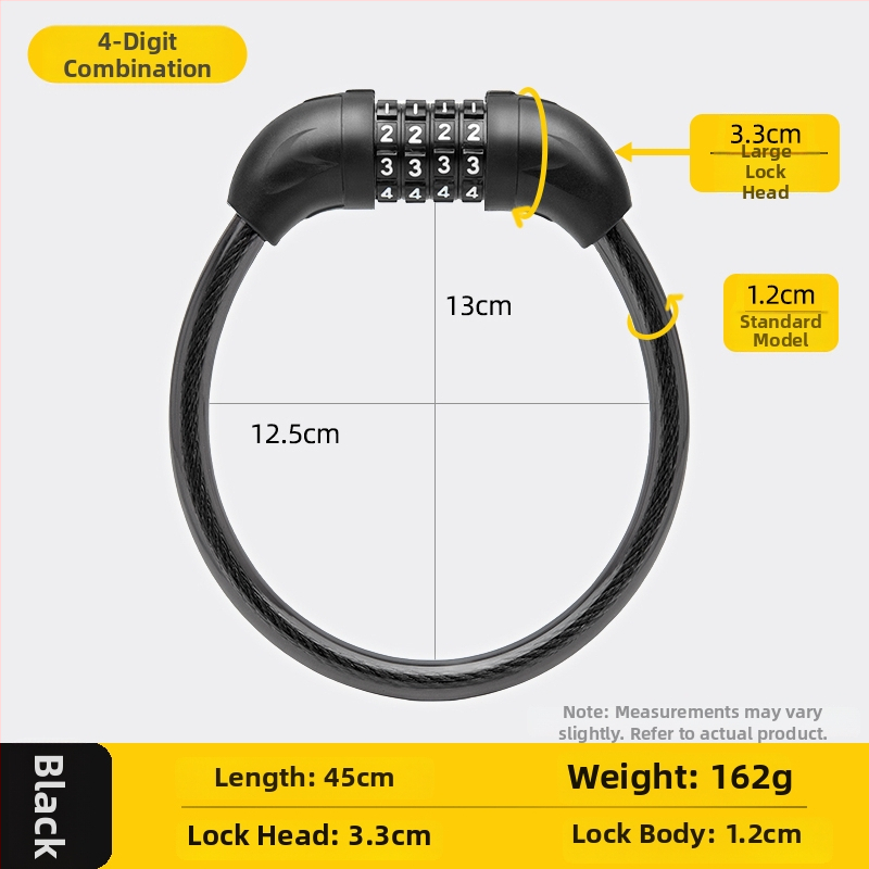 Jelszavas kerékpárzár, anti-lopás, acélkábel, univerzális, modell 985