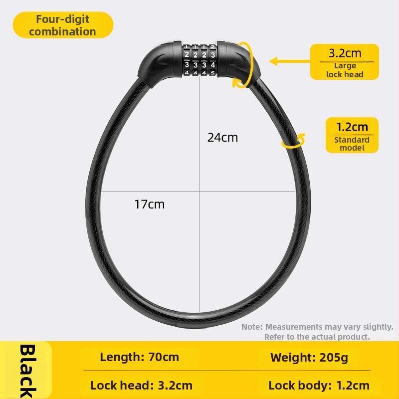 Jelszavas kerékpárzár, anti-lopás, acélkábel, univerzális, modell 985