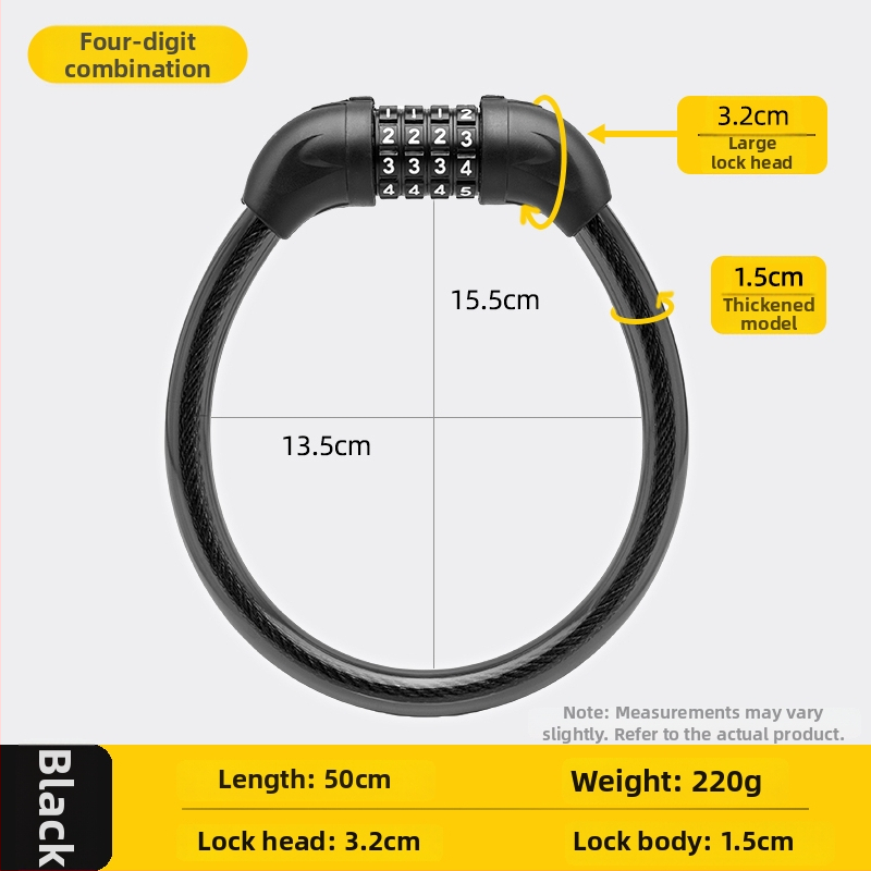 Jelszavas kerékpárzár, anti-lopás, acélkábel, univerzális, modell 985