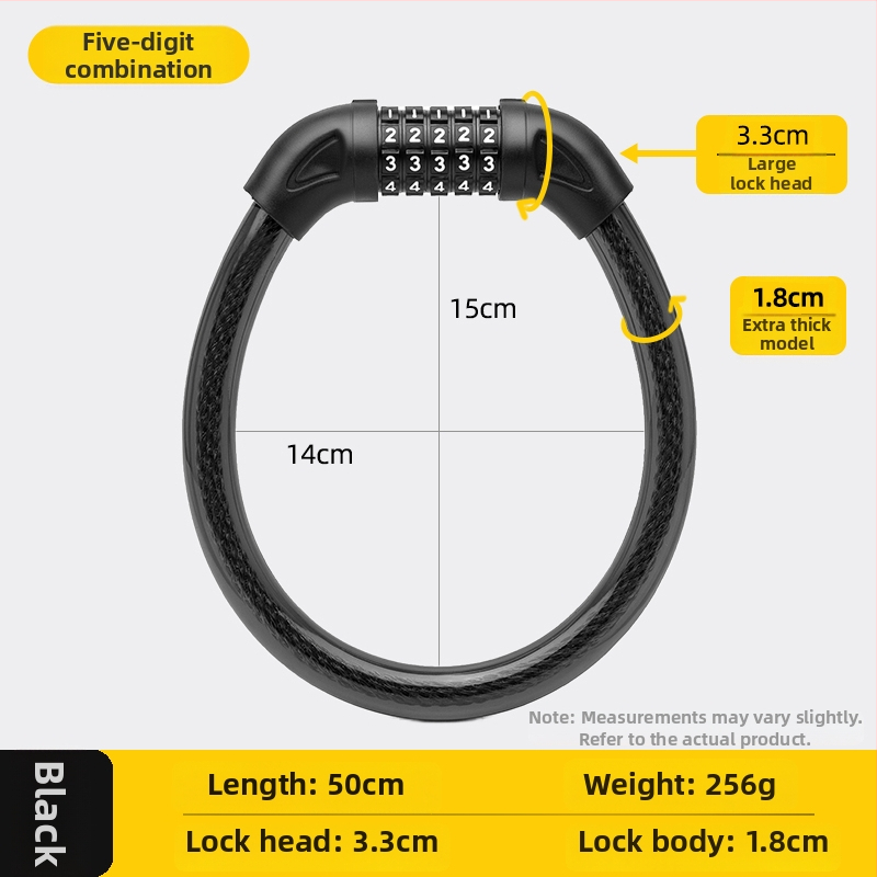 Jelszavas kerékpárzár, anti-lopás, acélkábel, univerzális, modell 985