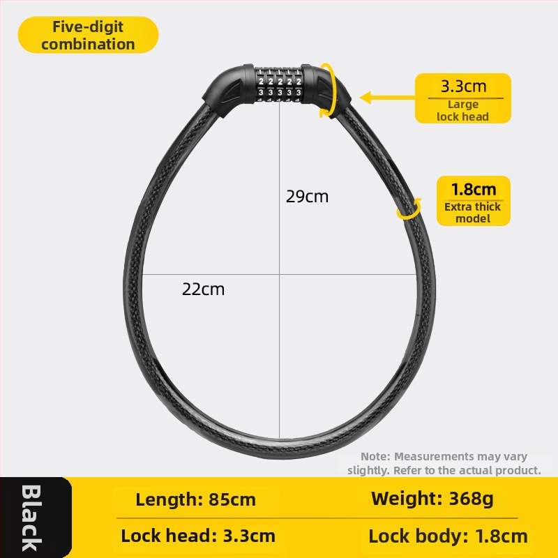 Jelszavas kerékpárzár, anti-lopás, acélkábel, univerzális, modell 985