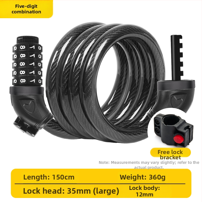 Jelszavas kerékpárzár, anti-lopás, acélkábel, univerzális, modell 985
