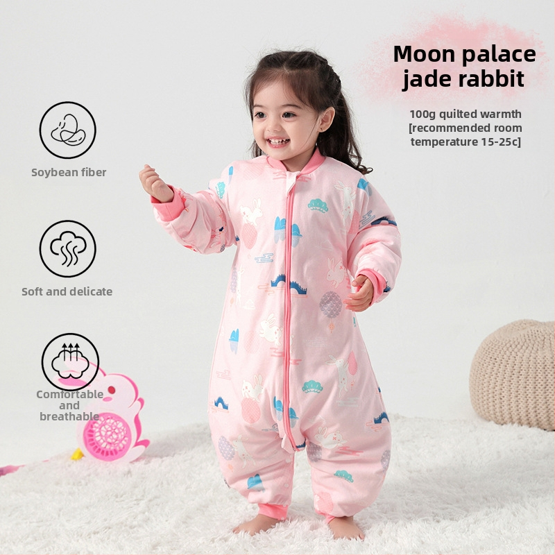 Υπνόσακος για μωρά και νήπια, χωρίς μανίκια, παχύ γέμισμα από πολυεστερικές ίνες και ίνες σόγιας, σχέδιο με ξεχωριστά πόδια, αντιβακτηριδιακός, μεταλλικό φερμουάρ, για φθινόπωρο-χειμώνα