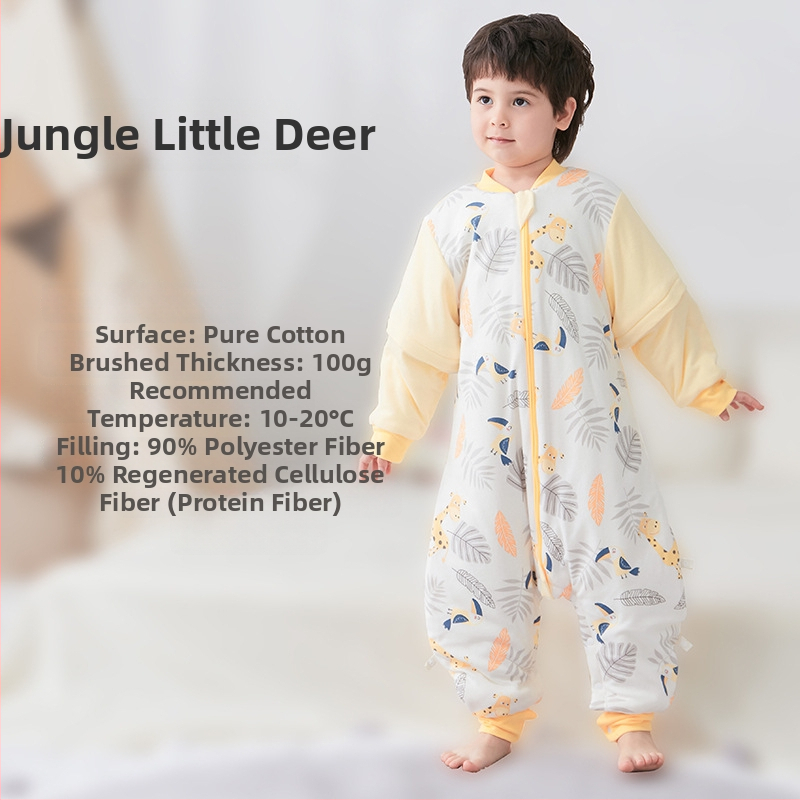 Υπνόσακος για μωρά και νήπια, χωρίς μανίκια, παχύ γέμισμα από πολυεστερικές ίνες και ίνες σόγιας, σχέδιο με ξεχωριστά πόδια, αντιβακτηριδιακός, μεταλλικό φερμουάρ, για φθινόπωρο-χειμώνα