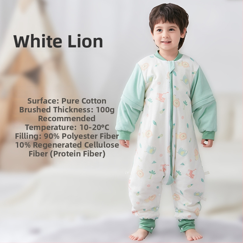 Υπνόσακος για μωρά και νήπια, χωρίς μανίκια, παχύ γέμισμα από πολυεστερικές ίνες και ίνες σόγιας, σχέδιο με ξεχωριστά πόδια, αντιβακτηριδιακός, μεταλλικό φερμουάρ, για φθινόπωρο-χειμώνα