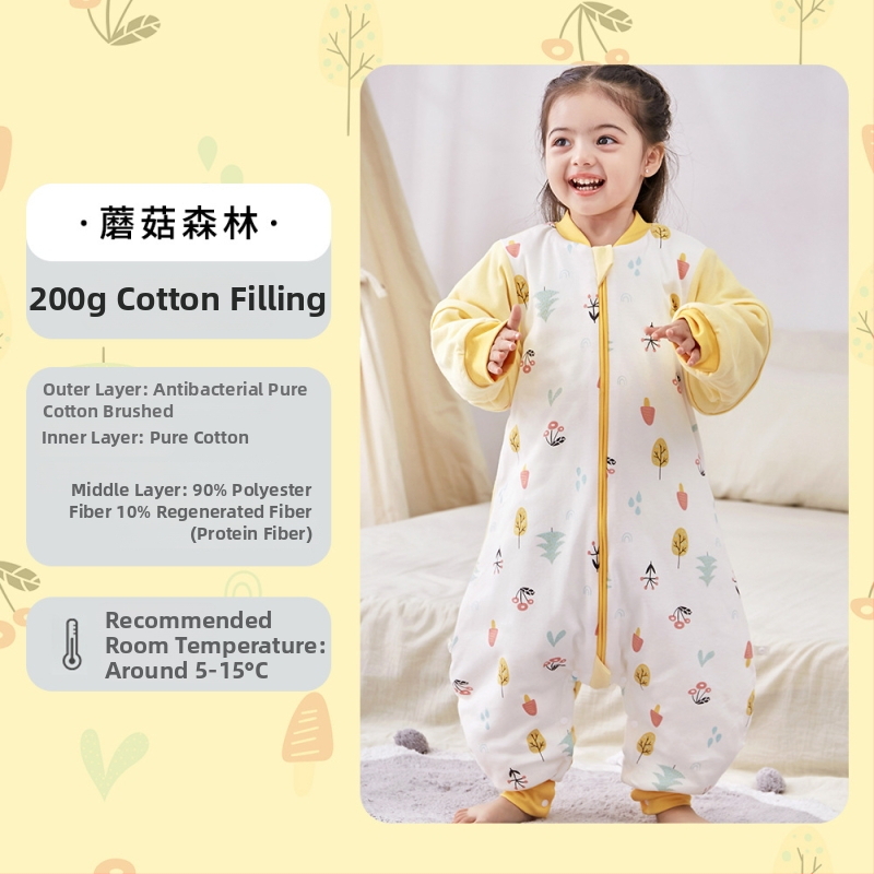 Υπνόσακος για μωρά και νήπια, χωρίς μανίκια, παχύ γέμισμα από πολυεστερικές ίνες και ίνες σόγιας, σχέδιο με ξεχωριστά πόδια, αντιβακτηριδιακός, μεταλλικό φερμουάρ, για φθινόπωρο-χειμώνα