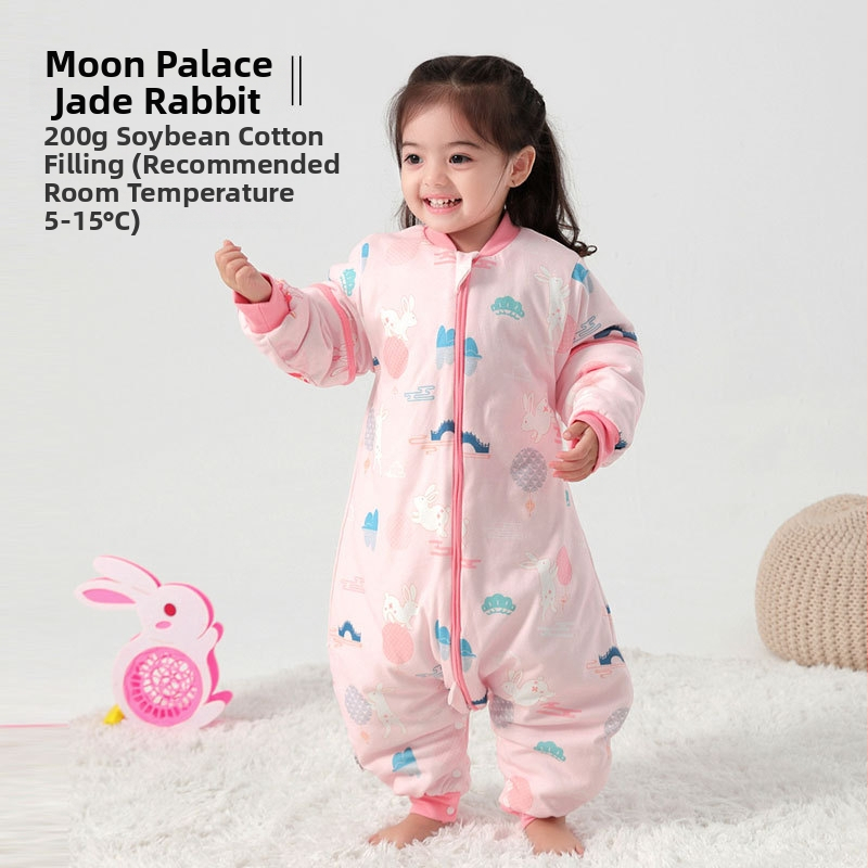 Υπνόσακος για μωρά και νήπια, χωρίς μανίκια, παχύ γέμισμα από πολυεστερικές ίνες και ίνες σόγιας, σχέδιο με ξεχωριστά πόδια, αντιβακτηριδιακός, μεταλλικό φερμουάρ, για φθινόπωρο-χειμώνα