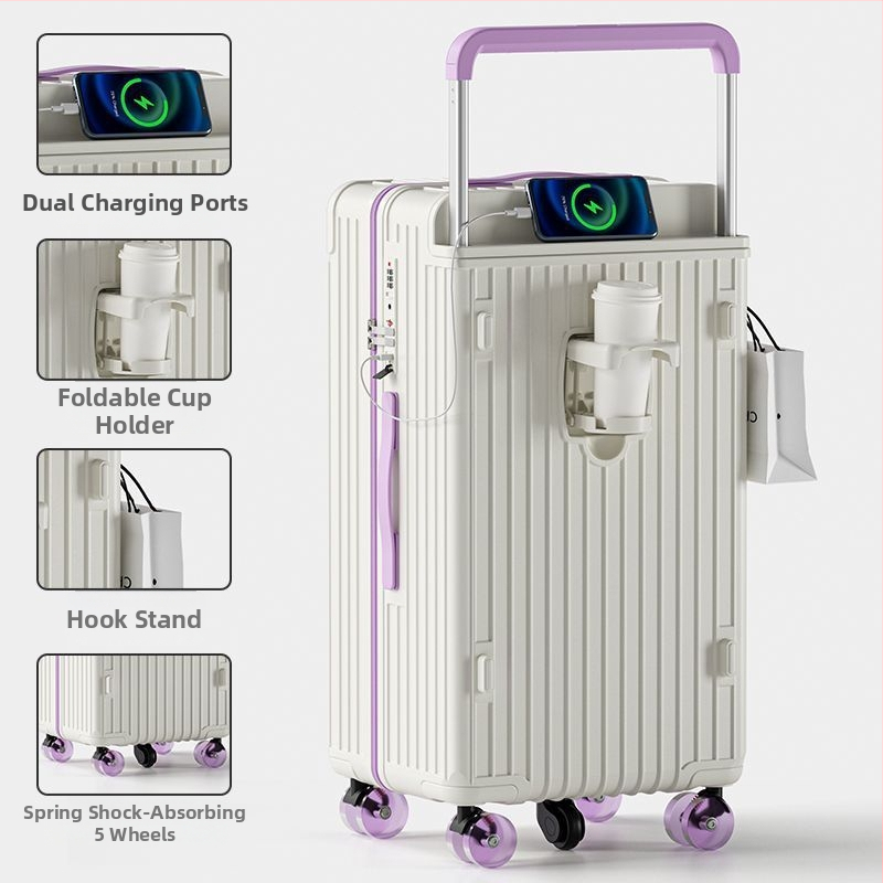 Veľkokapacitný kufor s univerzálnymi kolieskami, otvorenie na zips, zámok: visací zámok, výstelka ABS/PC, materiál PCS