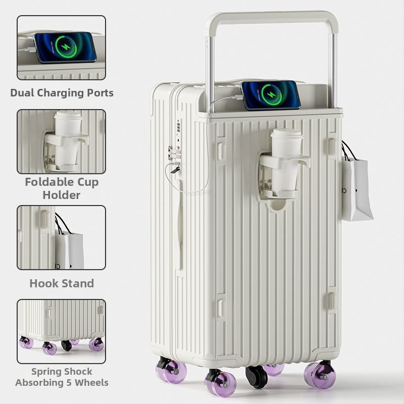 Veľkokapacitný kufor s univerzálnymi kolieskami, otvorenie na zips, zámok: visací zámok, výstelka ABS/PC, materiál PCS