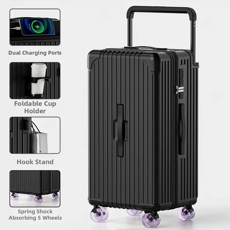 Veľkokapacitný kufor s univerzálnymi kolieskami, otvorenie na zips, zámok: visací zámok, výstelka ABS/PC, materiál PCS