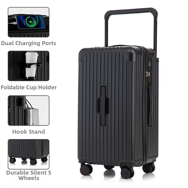 Veľkokapacitný kufor s univerzálnymi kolieskami, otvorenie na zips, zámok: visací zámok, výstelka ABS/PC, materiál PCS