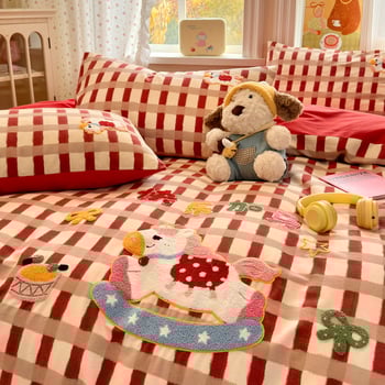 Xinnuofan Set pat cu temă pisică, 4 piese, 100% bumbac, imprimare reactive, greutate 2000–2500 g, potrivit pentru toate sezoanele