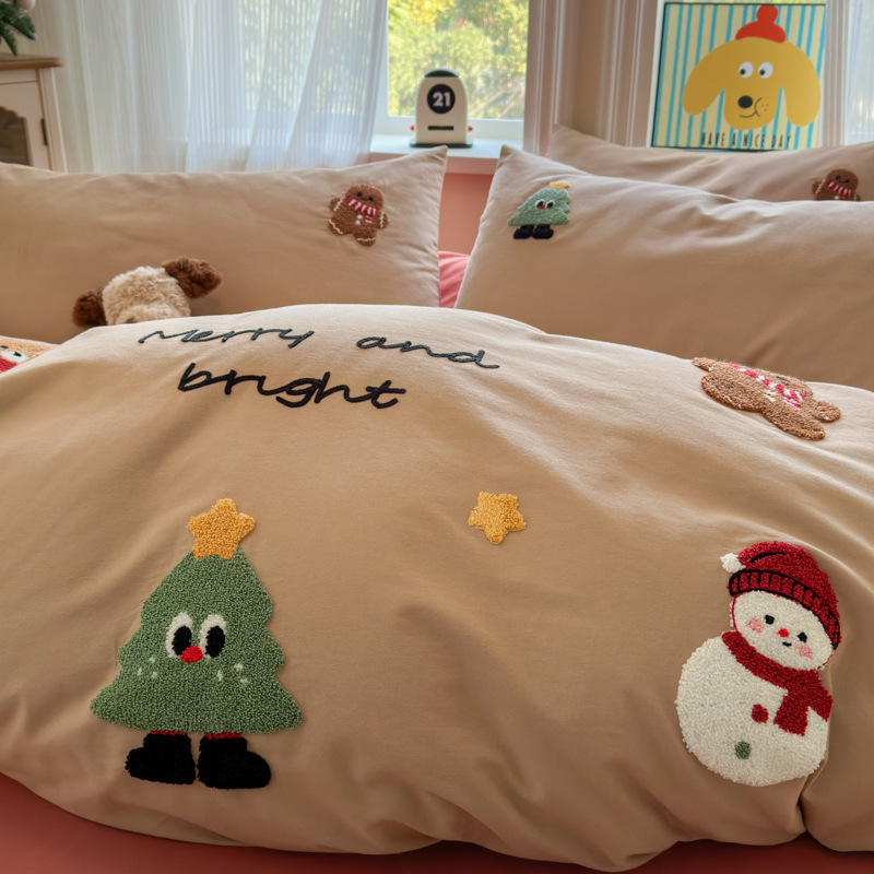 Xinnuofan Set pat cu temă pisică, 4 piese, 100% bumbac, imprimare reactive, greutate 2000–2500 g, potrivit pentru toate sezoanele