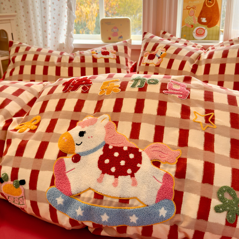 Xinnuofan Set pat cu temă pisică, 4 piese, 100% bumbac, imprimare reactive, greutate 2000–2500 g, potrivit pentru toate sezoanele