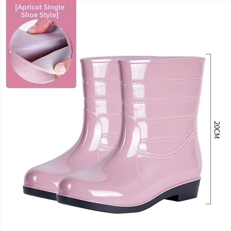 Γυναικείες PVC γαλότσες βροχής – χαμηλός σωλήνας, χαμηλή φτέρνα 1–3 cm, όλο το χρόνο, καθημερινό στυλ.