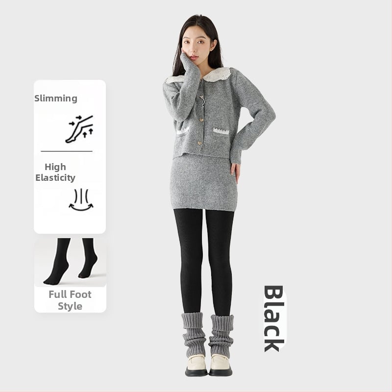 Γυναικείο κολάν με εσωτερικό φλίς, χοντρή ρίγα, υψηλή ελαστικότητα, μήκος τρία τέταρτα, ενιαίο καλσόν με αντιολίσθηση