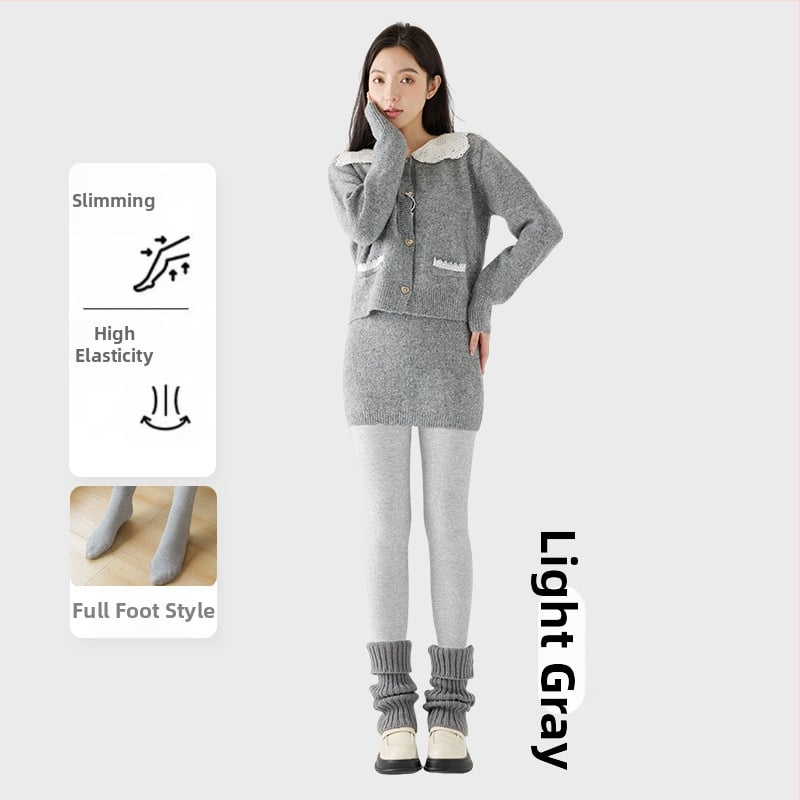 Γυναικείο κολάν με εσωτερικό φλίς, χοντρή ρίγα, υψηλή ελαστικότητα, μήκος τρία τέταρτα, ενιαίο καλσόν με αντιολίσθηση