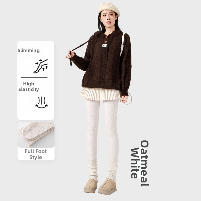 Γυναικείο κολάν με εσωτερικό φλίς, χοντρή ρίγα, υψηλή ελαστικότητα, μήκος τρία τέταρτα, ενιαίο καλσόν με αντιολίσθηση