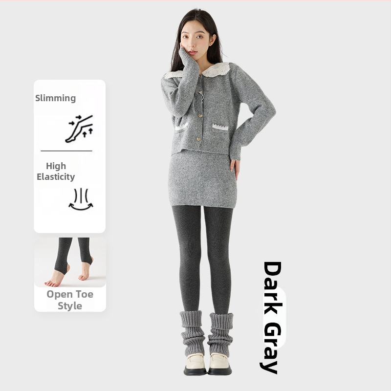 Γυναικείο κολάν με εσωτερικό φλίς, χοντρή ρίγα, υψηλή ελαστικότητα, μήκος τρία τέταρτα, ενιαίο καλσόν με αντιολίσθηση