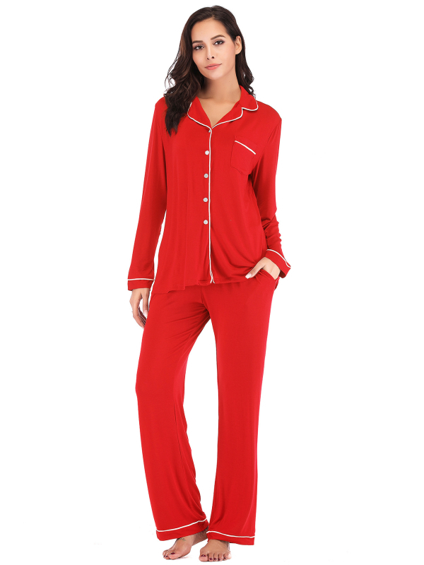 Γυναικείο σετ πιτζάμες από Modal, καρντιγκαν-στυλ, μακριά μανίκια και παντελόνια, περιεκτικότητα Modal 95–100%, βάρος υφάσματος 161–180 g/m², μεσαίας πυκνότητας