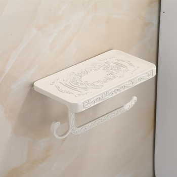 Държач за ролкова хартиена кърпа, алуминиев, модел Carved Bracket, мултифункционален, за баня