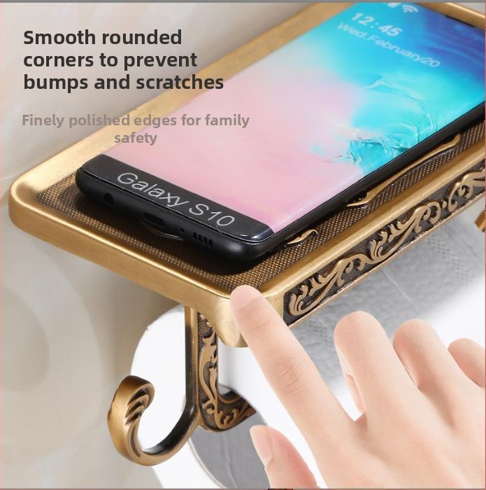 Държач за ролкова хартиена кърпа, алуминиев, модел Carved Bracket, мултифункционален, за баня