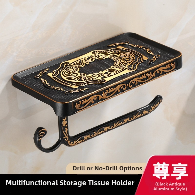 Държач за ролкова хартиена кърпа, алуминиев, модел Carved Bracket, мултифункционален, за баня