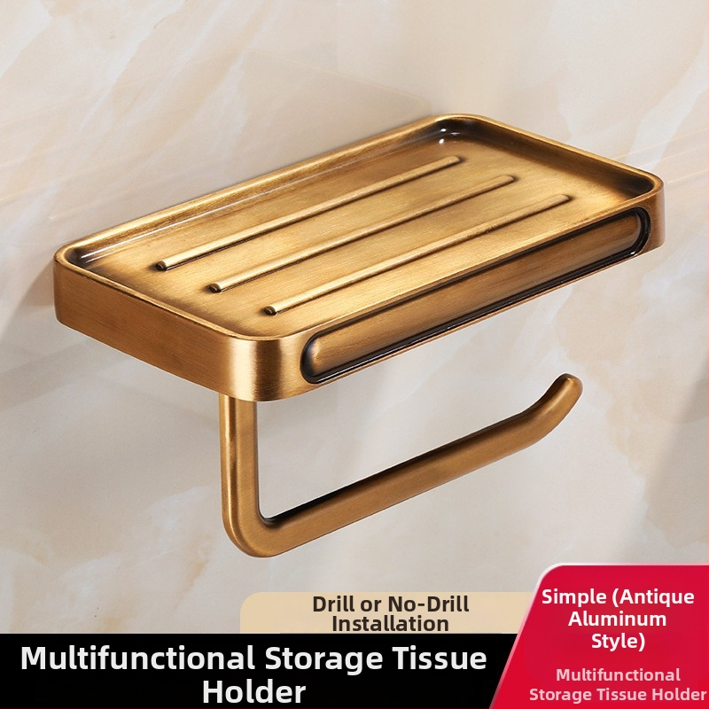 Държач за ролкова хартиена кърпа, алуминиев, модел Carved Bracket, мултифункционален, за баня