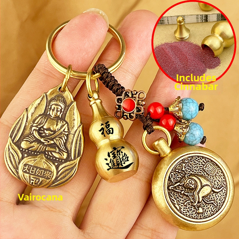 Fém kulcstartó medál Zodiákus motívumokkal és nyolc védő Buddhával
