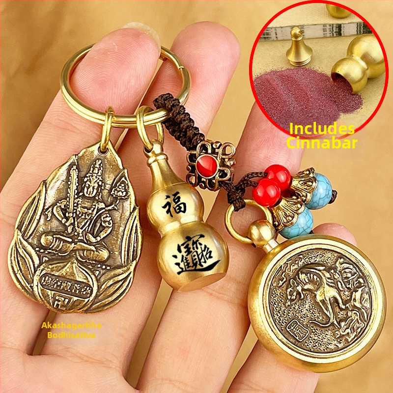 Fém kulcstartó medál Zodiákus motívumokkal és nyolc védő Buddhával