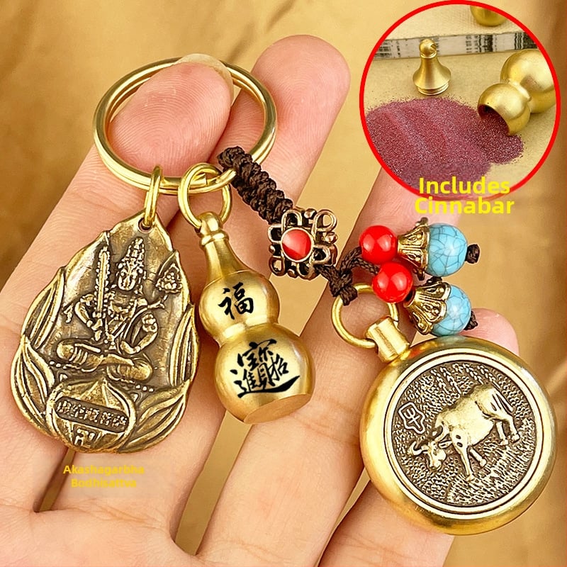 Fém kulcstartó medál Zodiákus motívumokkal és nyolc védő Buddhával
