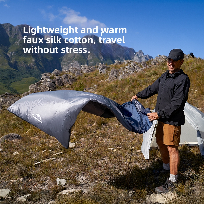 Spací vak proti špine pre dospelých, nylonový plášť, výplň z imitácie hodvábneho bavlneného textilu, štýl obálky, ľahký 0.68 kg