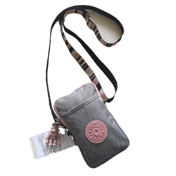 Mobiltelefon táska crossbody – nylon anyag, cipzár, érmezsák, függőleges négyszögletes forma, belső nylon bélés