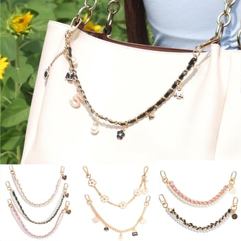 Set de pandantive pentru geantă cu lanț dublu, PU material, model dungi, stil urban simplu, vară 2025