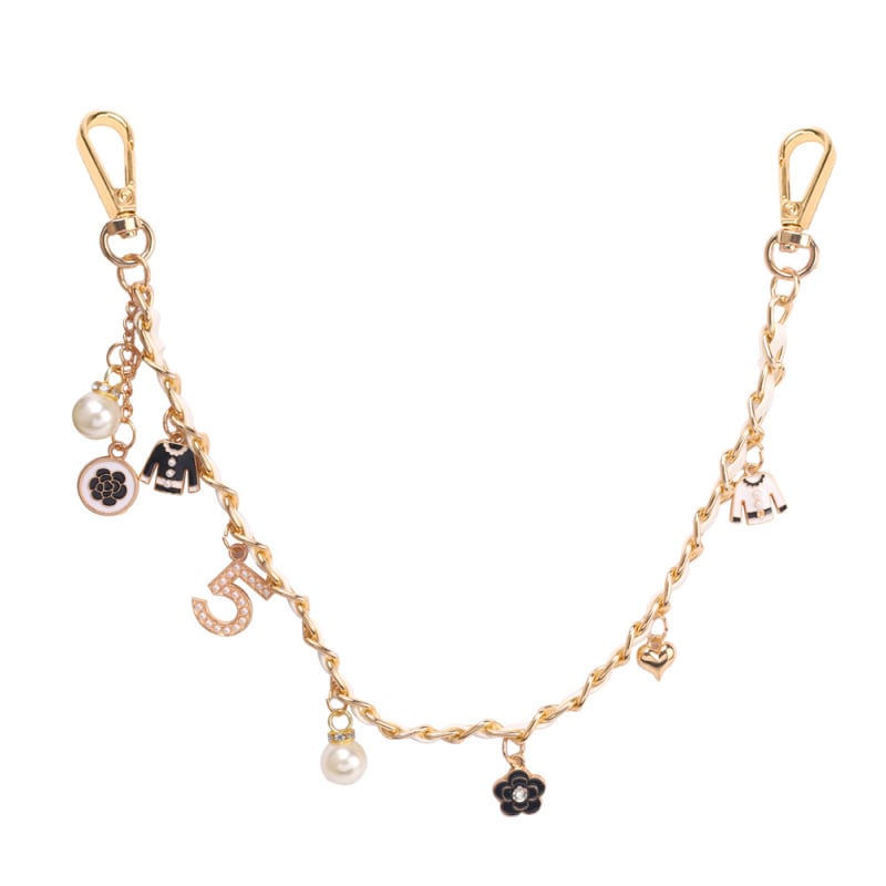 Set de pandantive pentru geantă cu lanț dublu, PU material, model dungi, stil urban simplu, vară 2025