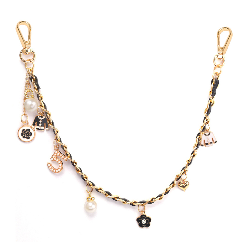 Set de pandantive pentru geantă cu lanț dublu, PU material, model dungi, stil urban simplu, vară 2025