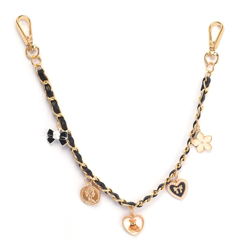 Set de pandantive pentru geantă cu lanț dublu, PU material, model dungi, stil urban simplu, vară 2025