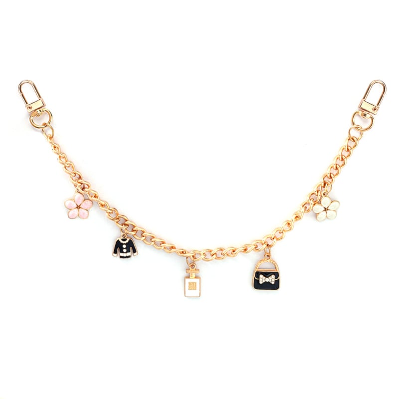 Set de pandantive pentru geantă cu lanț dublu, PU material, model dungi, stil urban simplu, vară 2025