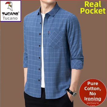 Cămașă din in 96%+, carouri, mâneci lungi, croi lejer