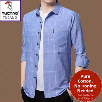 Cămașă din in 96%+, carouri, mâneci lungi, croi lejer