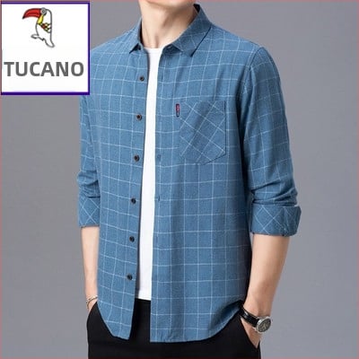 Cămașă din in 96%+, carouri, mâneci lungi, croi lejer