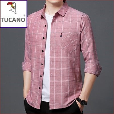 Cămașă din in 96%+, carouri, mâneci lungi, croi lejer