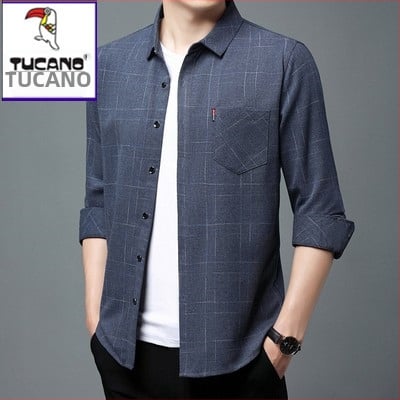 Cămașă din in 96%+, carouri, mâneci lungi, croi lejer