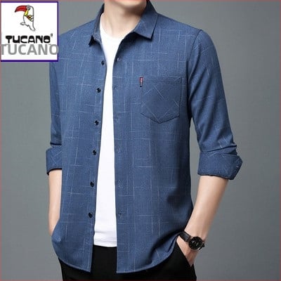 Cămașă din in 96%+, carouri, mâneci lungi, croi lejer