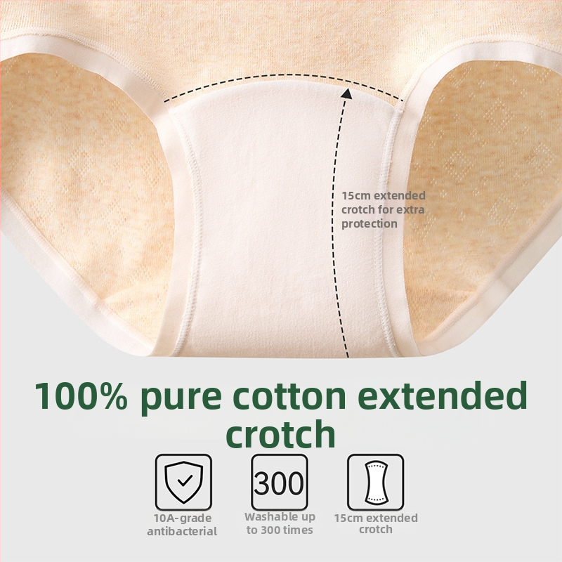 Dámske bavlnené nohavičky s antibakteriálnym predĺženým rozkrokom, vysoký pás, jednobarevný vzor