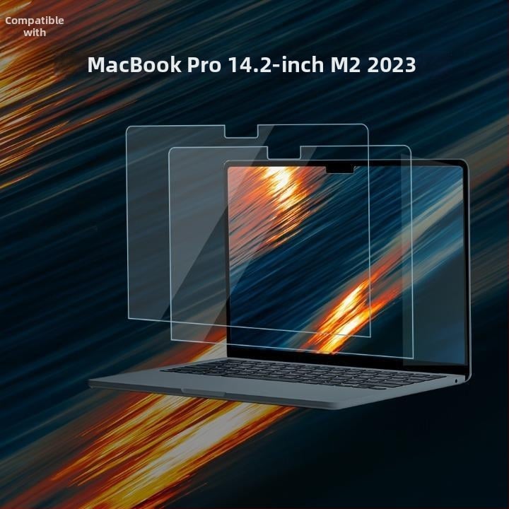 Protecție ecran temperată pentru MacBook Pro/Air — prelucrare mecanică, proces OEM, greutate ~50 g