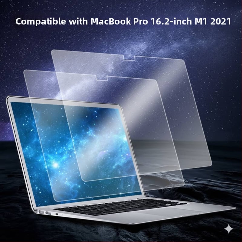 Protecție ecran temperată pentru MacBook Pro/Air — prelucrare mecanică, proces OEM, greutate ~50 g