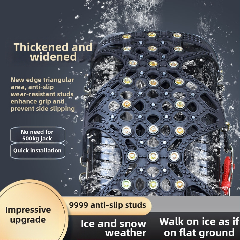 Snehové reťaze na pneumatiky pre auto, gumový základ a oceľové hroty, rozšírený a zosilnený dizajn, vhodné pre sedan, dodávku a terénne vozidlá
