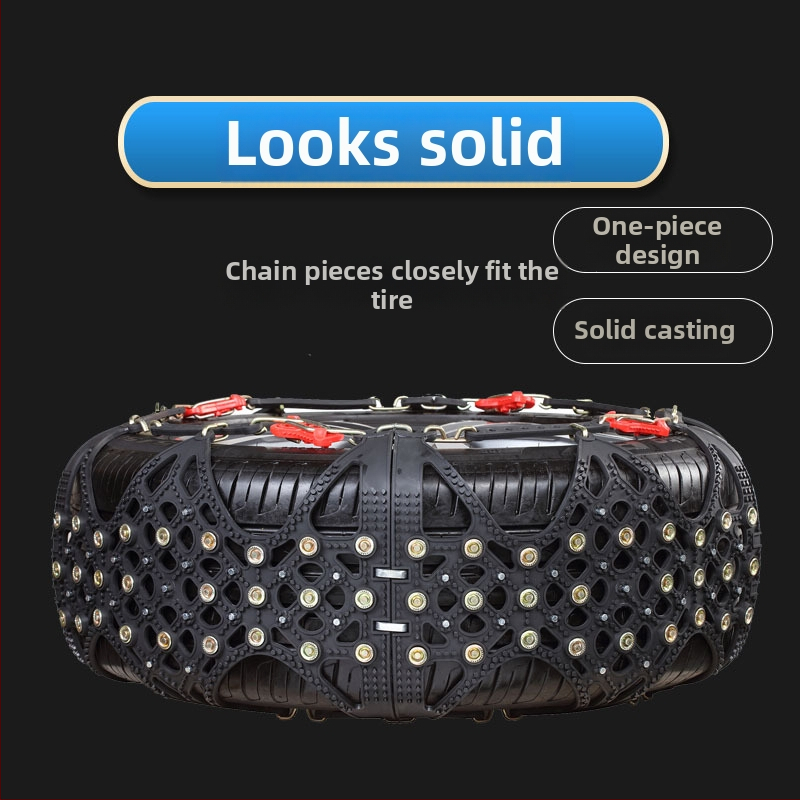 Snehové reťaze na pneumatiky pre auto, gumový základ a oceľové hroty, rozšírený a zosilnený dizajn, vhodné pre sedan, dodávku a terénne vozidlá