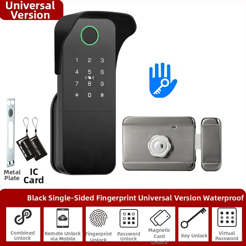 Умен заключващ механизъм с пръстов отпечатък за врати от желязо/дърво, модел N2, съхранение на 100 отпечатъка, над 100000 отключвания, сканиране за по-малко от 0.5 сек, работна температура -35°C до 55°C